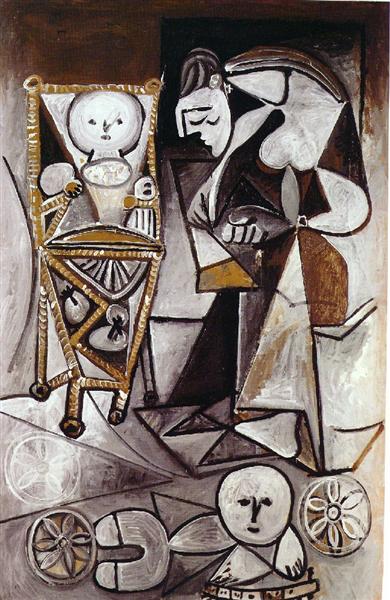 Pablo Picasso Painting Drawing Woman Surrounded By Her Children